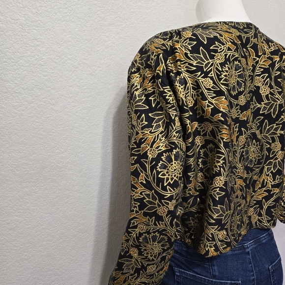 Vntg Passports Gold /Black Beaded Open Evening Jacket L - Picture 4 of 15